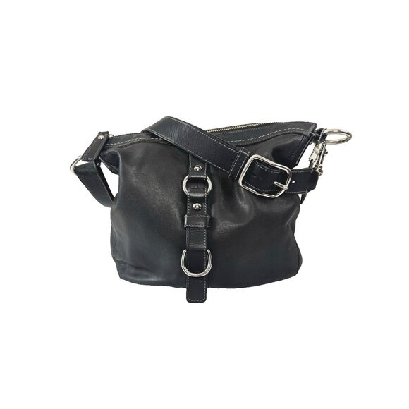 Coach Chelsea Buckle Black Leather Crossbody Shoulder Bag Classic Minimal F14018 - Picture 2 of 16